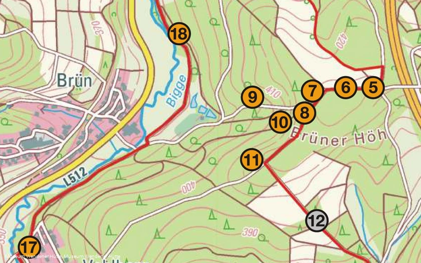 Karte Rundweg mit Informationsstationen