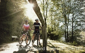 Radfahrer im Wald